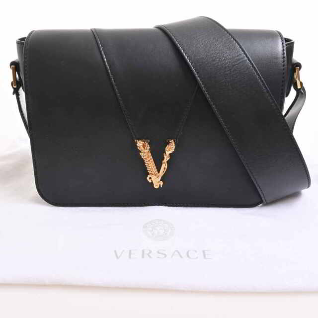 VERSACE ヴェルサーチ 9566 レザー ブラック レディース ブランド