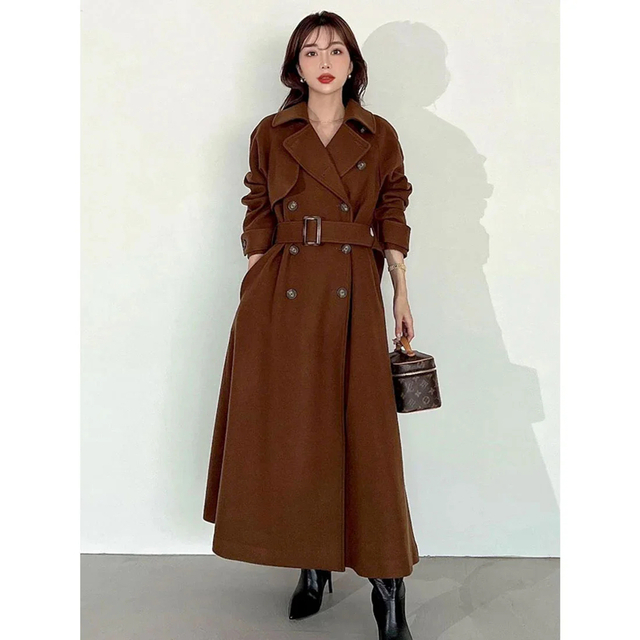eimy istoire ベルテッドウールトレンチコート (BROWN