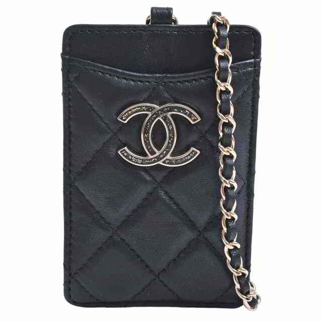 【中古】 CHANEL シャネル ラムスキン ココマーク マトラッセ チェーン ネックストラップ カードケース パスケース ブラック ラムスキン  【ブランド】 | フリマアプリ ラクマ