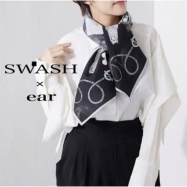 ★新品★SWASH LONDON　大判スカーフ　シルク１００％　チェス柄　グレー