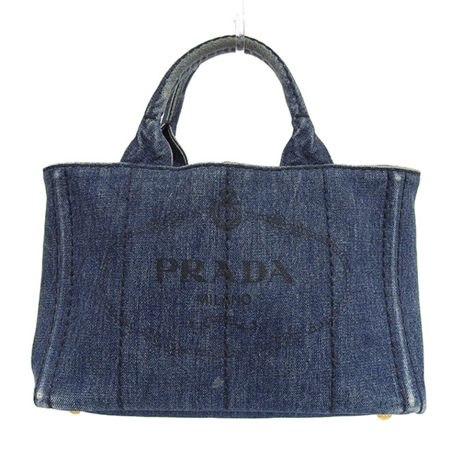 PRADA - 【中古】 PRADA プラダ デニム カナパ ハンドバッグ ネイビー