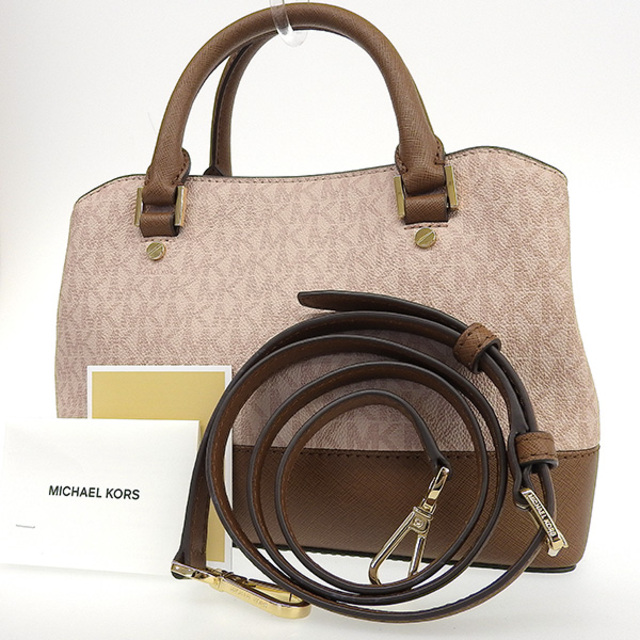 【中古】MICHAEL KORS マイケルコース MKシグネチャー 2WAY ハンドバッグ ピンク/ブラウン PVC gy