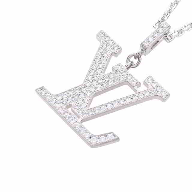 【中古】 LOUIS VUITTON ルイヴィトン K18WG メレD パンダンティフLV GM ネックレス ダイヤモンド K18WG gy | フリマアプリ ラクマ