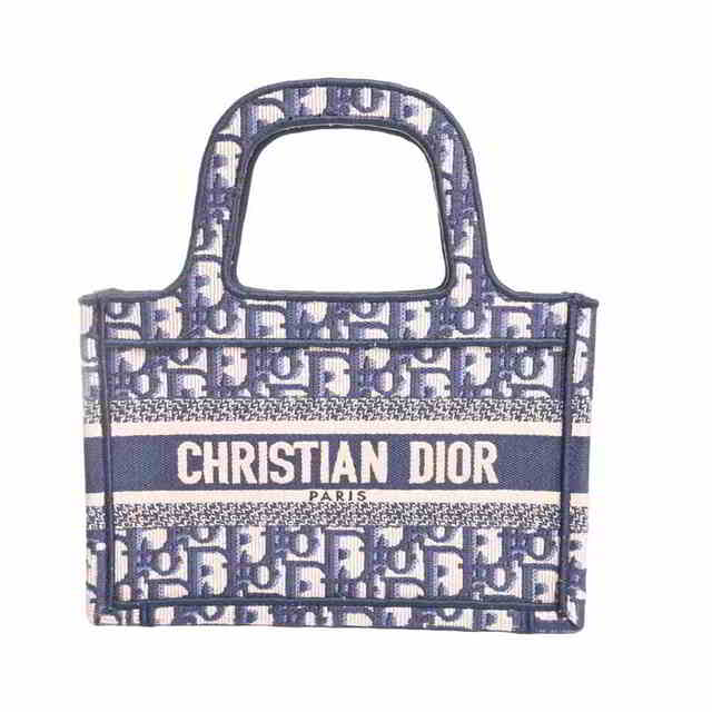 Christian Dior クリスチャンディオール トロッター キャンバス ブックトート ミニ ハンドバッグ ネイビー キャンバス  gy