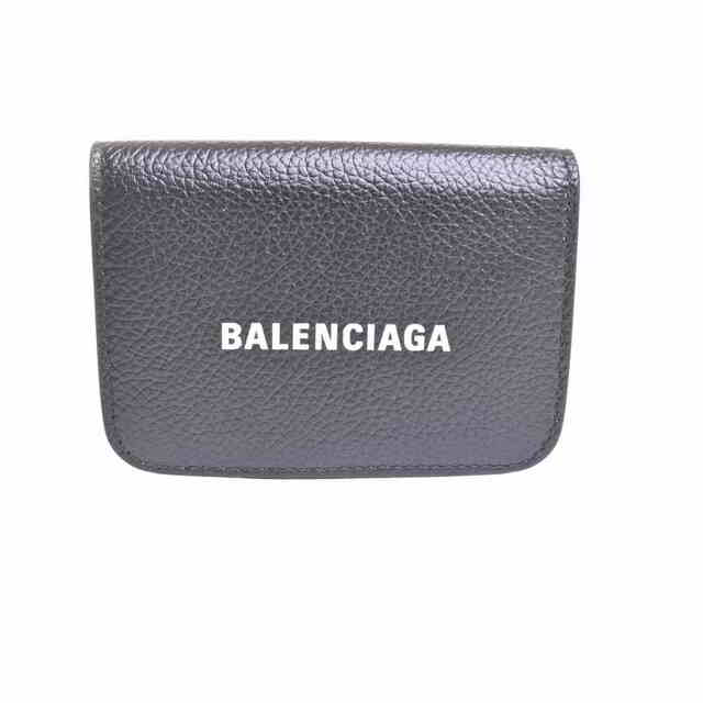 【中古】 Balenciaga バレンシアガ キャッシュ ミニ 三つ折り コンパクト財布 ブラック  gy
