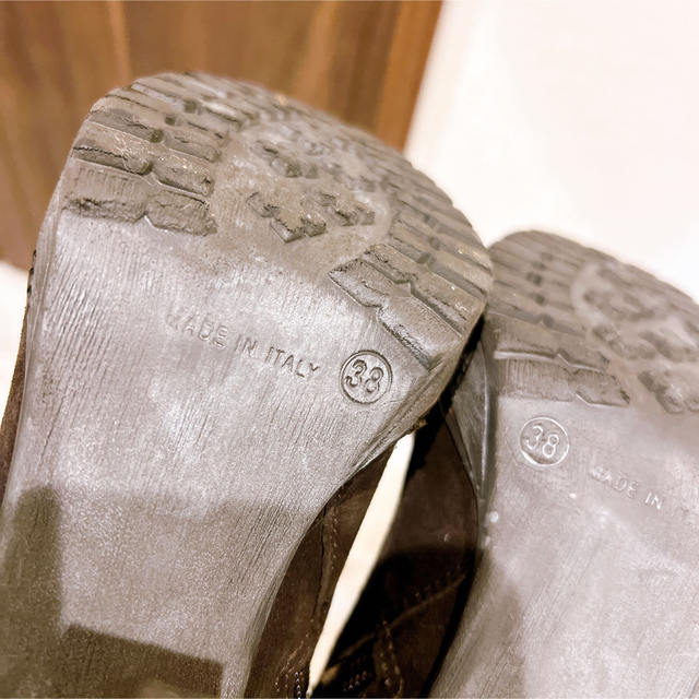 レザーブーツ　ロングブーツ　ファーブーツ　イタリア産ブーツ レディースの靴/シューズ(ブーツ)の商品写真