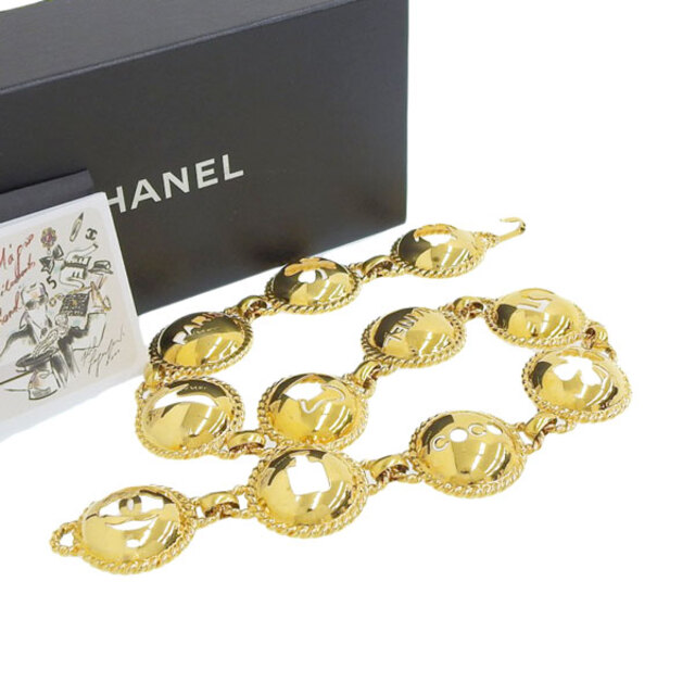 【中古】 CHANEL シャネル アイコンモチーフ チェーン ベルト ゴールド メタル gy