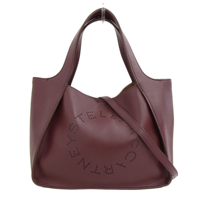 -ラインSTELLA MCCARTNEY ステラマッカートニー ロゴ 2WAY トートバッグ ボルドー ポリウレタン gy