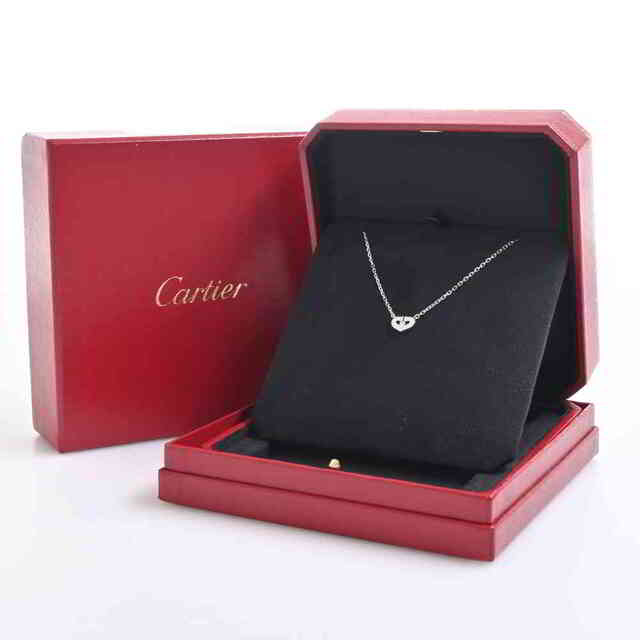Cartier カルティエ K18WG メレD Cハート ネックレス ダイヤモンド
