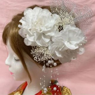 成人式髪飾り ビジューホワイト 振袖 前撮り ヘアアクセサリー(振袖)