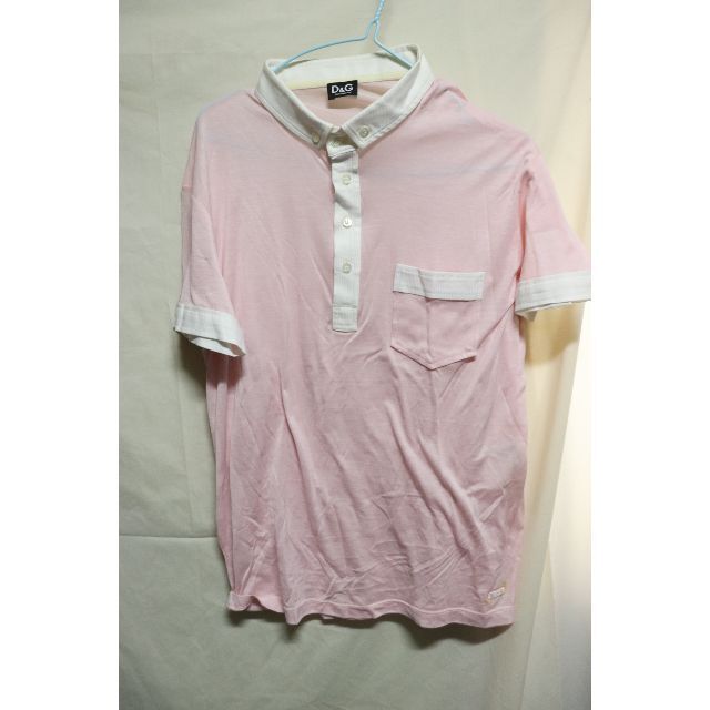 D&G(ディーアンドジー)のプロフ必読!D&Gピンク半袖ポロシャツ/切り替えホワイトおしゃれM メンズのトップス(ポロシャツ)の商品写真