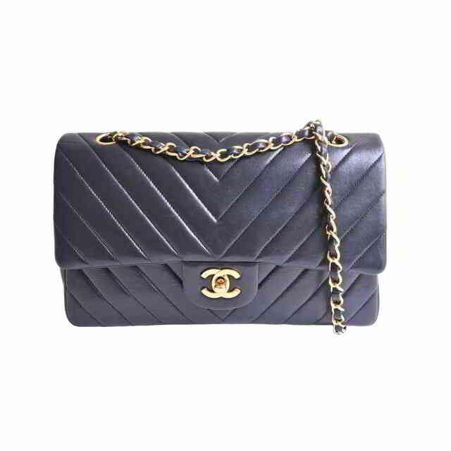 CHANEL - 【中古】 CHANEL シャネル ラムスキン ココマーク Vステッチ