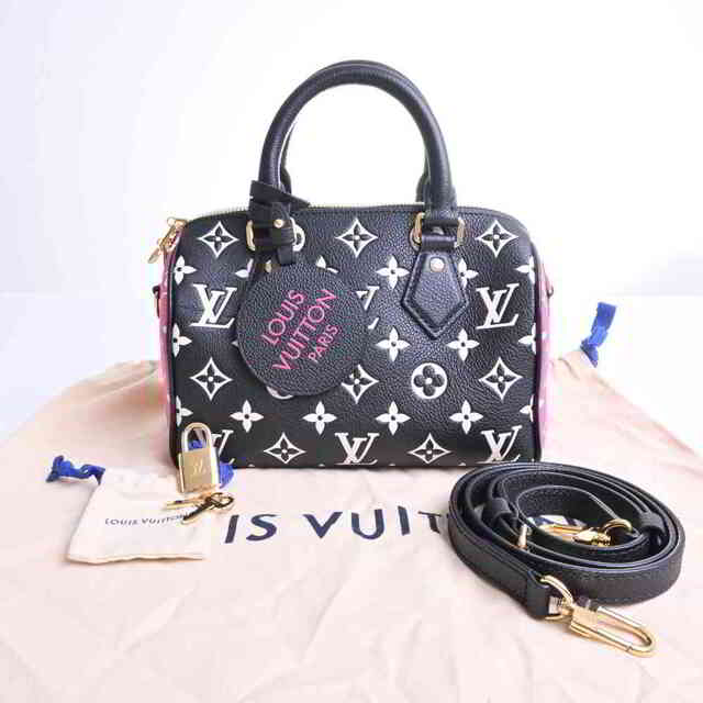 【中古】 LOUIS VUITTON ルイヴィトン モノグラム スピーディ バンドリエール20 2WAY ショルダーバッグ ミニボストンバッグ  ブラック/ホワイト/ピンク