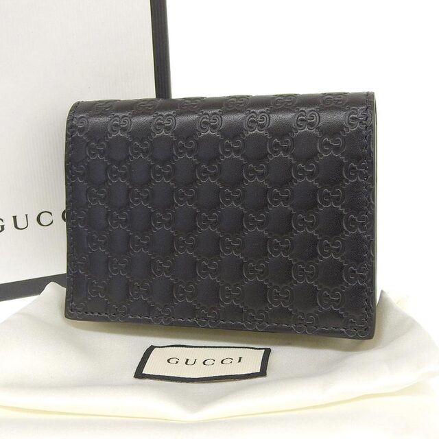 Gucci - 【中古】 Gucci グッチ マイクロシマ 二つ折りコンパクト財布