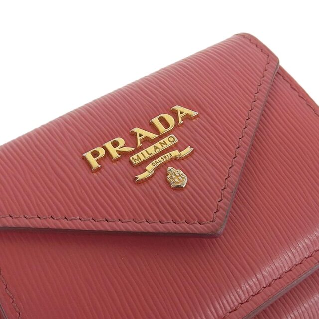 PRADA プラダ サフィアーノ 三つ折り コンパクト財布 - レッド gyその他