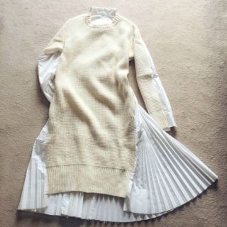 サカイ(sacai)のsacai ニット コンビ シャツ ワンピース プリーツ スカート ドレス(ロングワンピース/マキシワンピース)