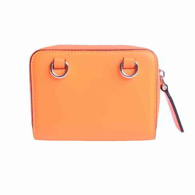【中古】VALENTINO ヴァレンティノ VLTMロゴ ストラップ付 ラウンドファスナー コインケース オレンジ