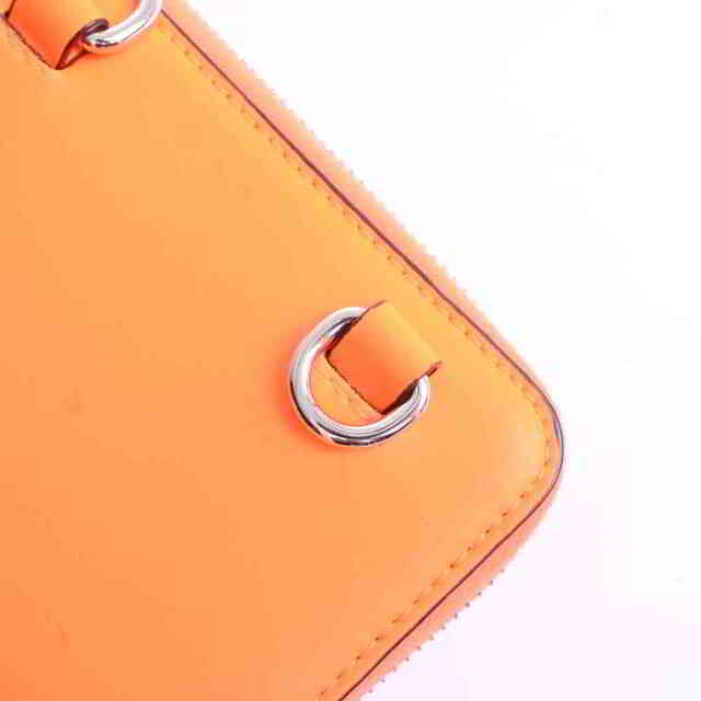 【中古】VALENTINO ヴァレンティノ VLTMロゴ ストラップ付 ラウンドファスナー コインケース オレンジ