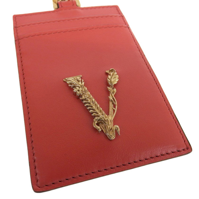 【中古】VERSACE ヴェルサーチ ヴィルトゥス ネックストラップ パスケース カードホルダー レッド gy