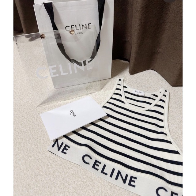 CELINE スポーツブラ タンクトップ ボーダー 有名ブランド 20800円引き