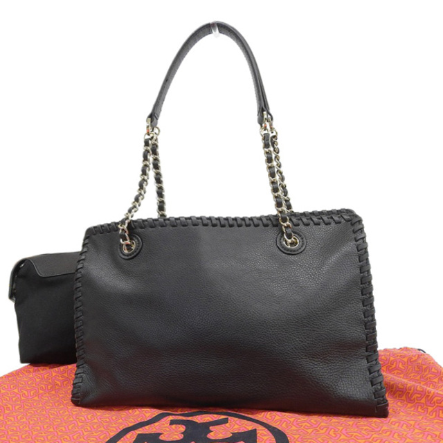 【中古】 TORY BURCH トリーバーチ ロゴ チェーン ショルダーバッグ ブラック gy