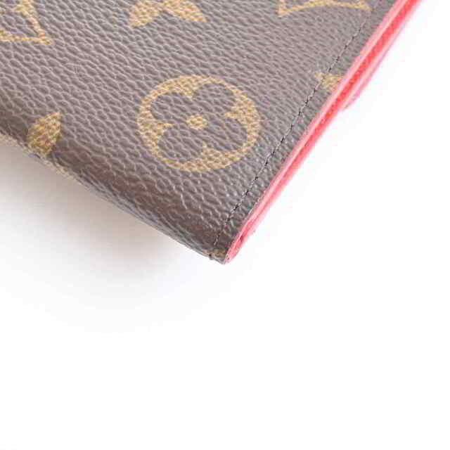 【中古】 LOUIS VUITTON ルイヴィトン モノグラム ポルトフォイユ エミリー フラワーチャーム 長財布 ブラウン/レッド PVC