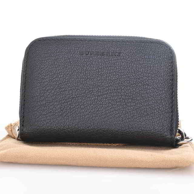【中古】 BURBERRY バーバリー ラウンドファスナー チェーン付 コインケース ブラック