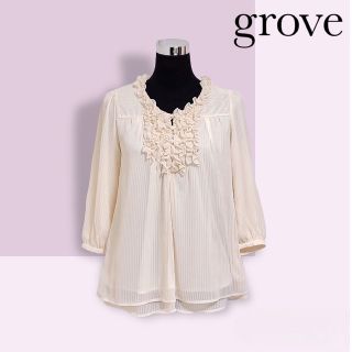 グローブ(grove)のグローブ フリル シフォン ブラウス(シャツ/ブラウス(長袖/七分))