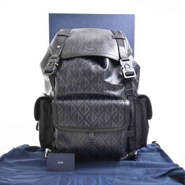 【中古】 Christian Dior クリスチャンディオール ディオールオム CDダイアモンド ヒットザロード バックパック リュックサック ブラック PVC