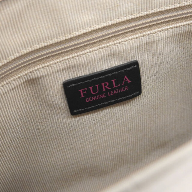 【中古】 FURLA フルラ 型押しクロコ ハンドバッグ ピンクベージュ gy