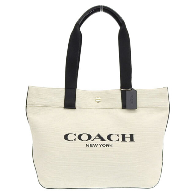 【中古】COACH コーチ キャンバス ロゴマーク トートバッグ アイボリー/ブラック gy | フリマアプリ ラクマ