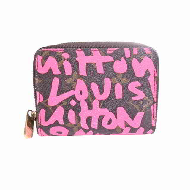 LOUIS VUITTON - 【中古】 LOUIS VUITTON ルイヴィトン グラフィティ ジッピーコインパース ラウンドファスナー コインケース ブラウン/ピンク PVC by