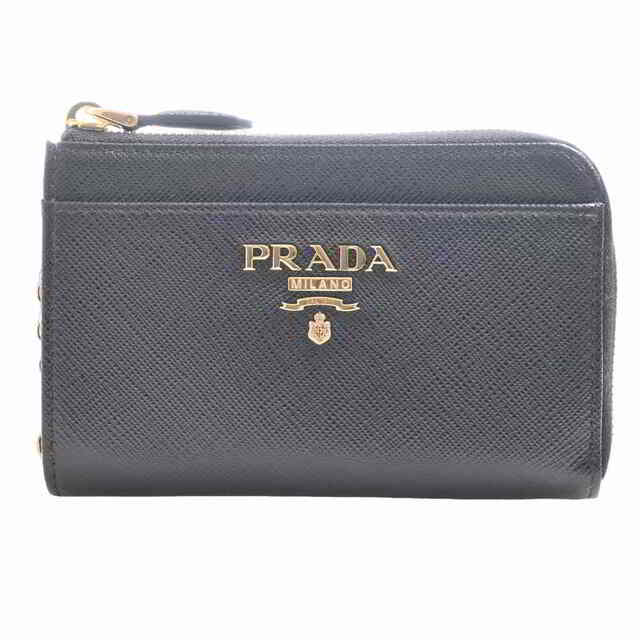 極美品✨PRADA プラダ コインケース サフィアーノレザー 金ロゴ ブラック