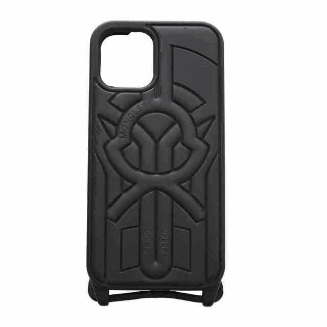 【中古】 MONCLER モンクレール シリコン ラバー iphone12 12pro ストラップ付 ケース ブラック by | フリマアプリ ラクマ