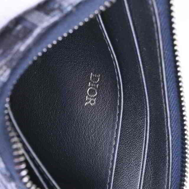 【中古】 Christian Dior クリスチャンディオール オブリーク トロッター キャンバス コインケース カードケース ネイビー by