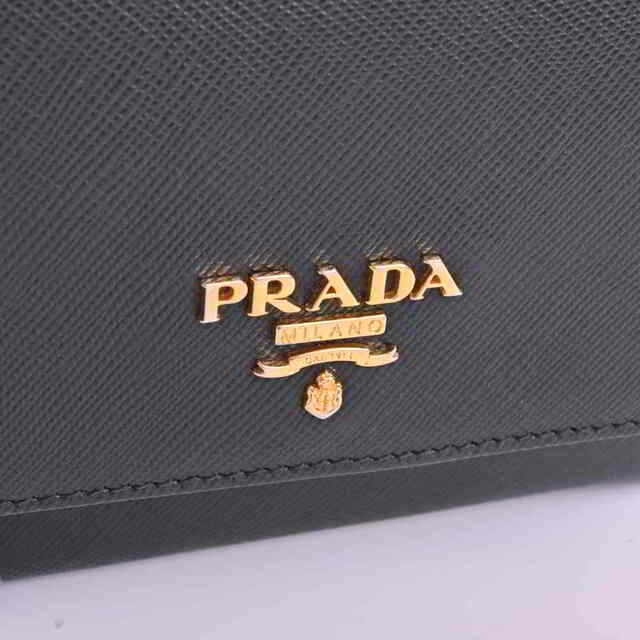 PRADA プラダ サフィアーノ ブラック 二つ折り コンパクトウォレット 財布