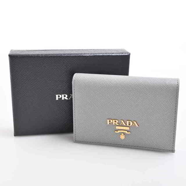 PRADA プラダ サフィアーノ 二つ折り コンパクト財布 グレー SAFFIANO