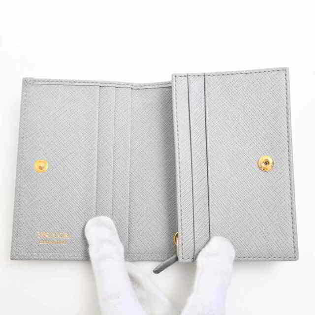 PRADA プラダ サフィアーノ 二つ折り コンパクト財布 グレー SAFFIANO by