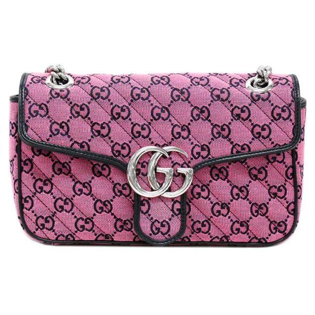 美品☆グッチ チェーン ショルダーバッグ ピンク&ネイビー J5212 ...