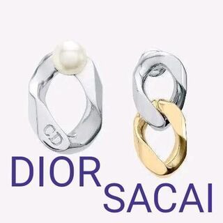 ディオール(Dior)のDIOR AND SACAI ピアス 真鍮 & レジンパール(ピアス(両耳用))