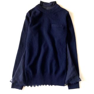 サカイ(sacai)の極美品♪サカイ 異素材 ドッキング 切替ニット バックシフォン  レース(ニット/セーター)