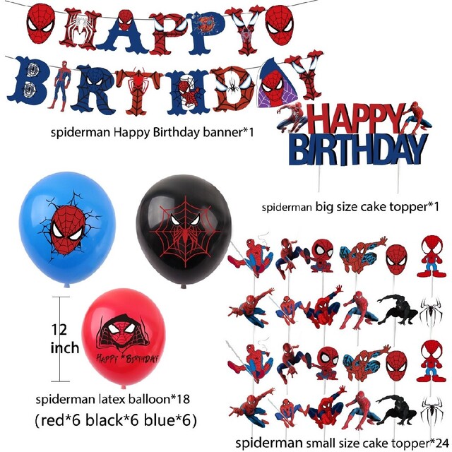 送料無料 誕生日 バルーン スパイダーマン風船 ガーランド バースデー 飾りつけ ハンドメイドのパーティー(ガーランド)の商品写真