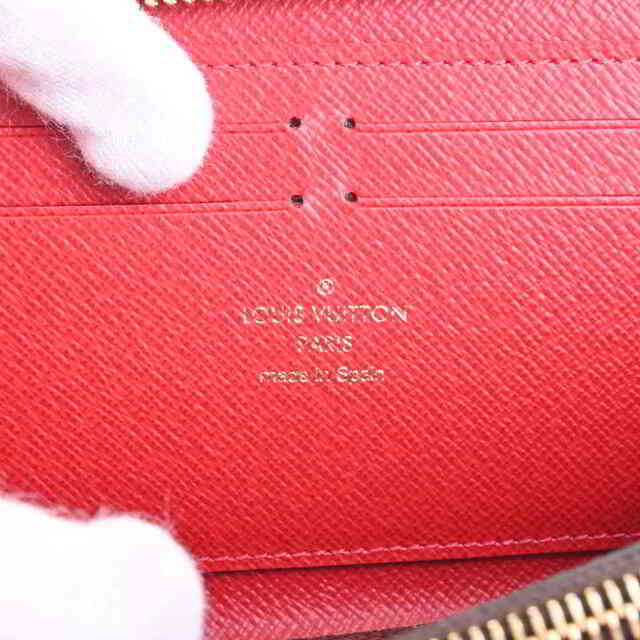 LOUIS VUITTON ルイヴィトン ダミエ ポルトフォイユ クレマンス ラウンドファスナー 長財布 ブラウン/レッド PVC by