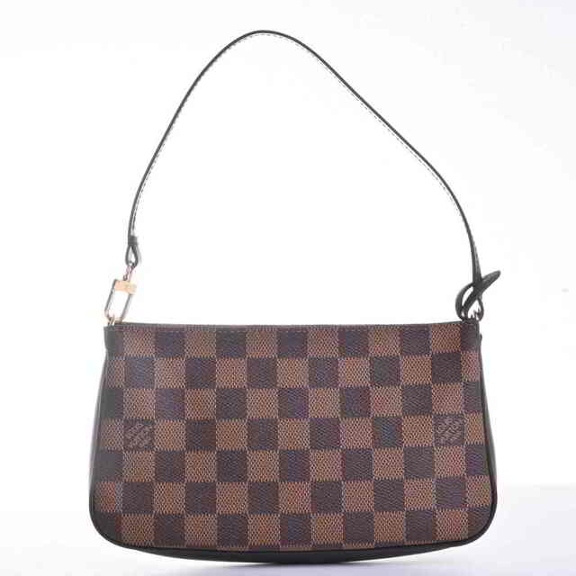 LOUIS VUITTON - 【中古】 LOUIS VUITTON ルイヴィトン ダミエ ポシェット アクセソワール ポーチ ブラウン PVC by
