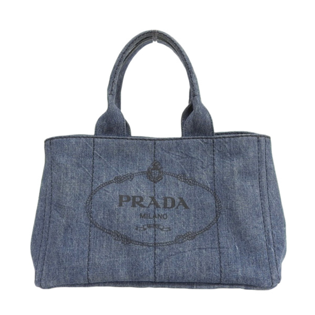 中古】 PRADA プラダ デニム カナパ トートバッグ ネイビー gy