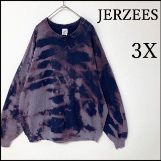 ジャージーズ(JERZEES)のメンズタイダイブリーチスウェット 古着屋　裏起毛　ビッグシルエット　韓国系　柄物(スウェット)