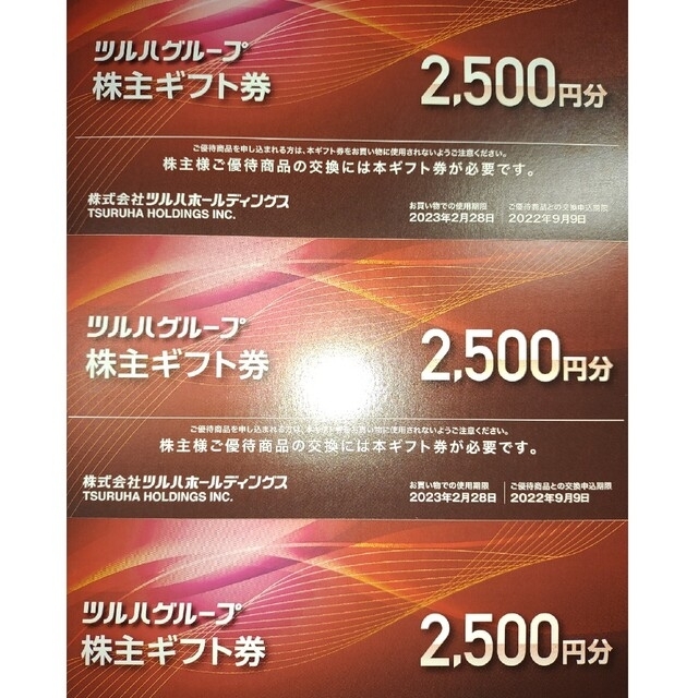 ７５００円分☆最新ツルハ株主優待券レディ福太郎ウェルネス杏林堂 ...