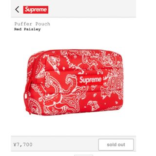 シュプリーム(Supreme)の【Supreme】 Puffer Pouch 人気カラーRED(その他)