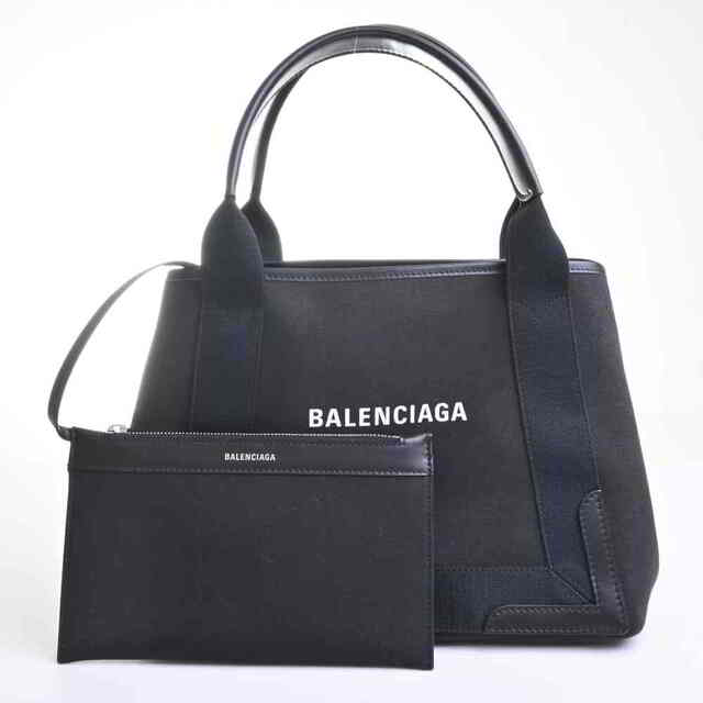 中古】 Balenciaga バレンシアガ キャンバス ネイビーカバS トート
