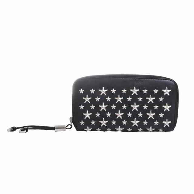 中古】 JIMMY CHOO ジミーチュウ スタースタッズ ラウンドファスナー